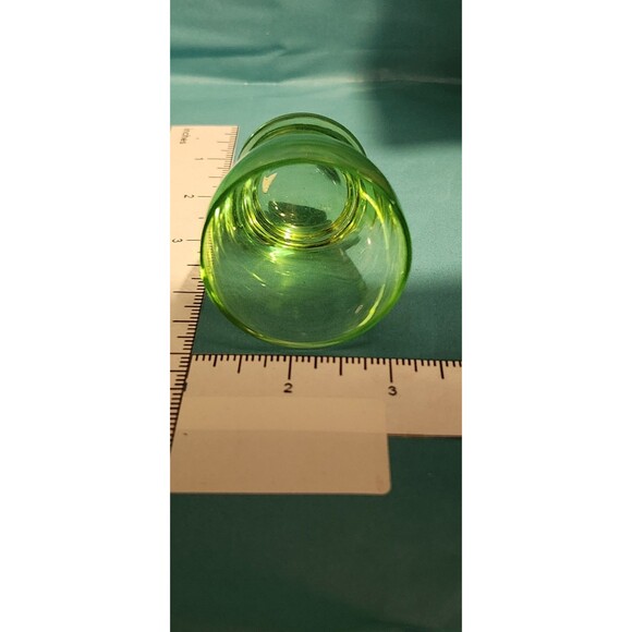 Vintage Green Depression Glass Toothpick Holder – 2” Pressed Glass Mini - Picture 3 of 7